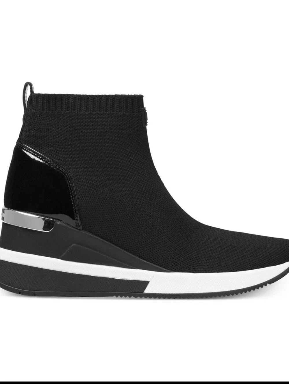 Michael Kors Black Knit Sock Sneakers with White Sole